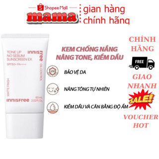 Kem Chống Nắng Nâng Tone, Kiềm Dầu Innisfree Tone Up No Sebum - Tone Up Watering Sunscreen SPF50/PA++++ 50ml