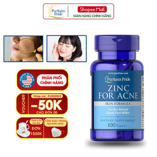 Bổ sung kẽm giúp đẹp da, giảm mụn nội tiết Puritan's Pride Zinc For Acne 100 viên của Mỹ