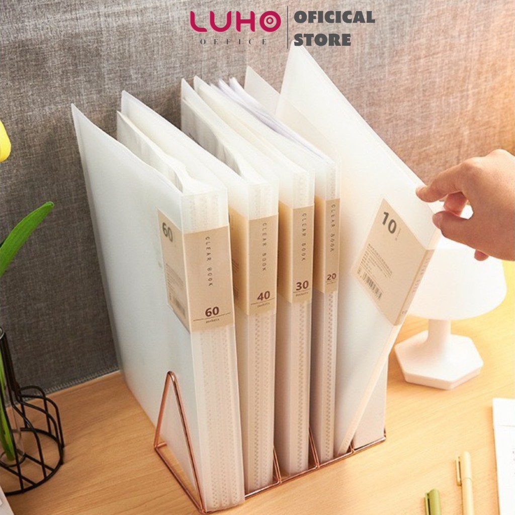 File đựng tài liệu trong suốt A4 LUHO, nhiều ngăn 20, 30, 40, 60, 80, 100 trang, file lá, tệp đựng tài liệu F65