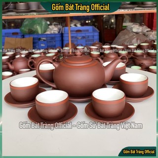 Bộ ấm trà tống tử sa bát tràng chén trắng - bộ ấm chén tống tử sa chén trắng