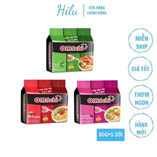  Set 5 Gói Mì Tôm Omachi Xốt Bò Hầm Sườn Hầm Spaghetti Tôm chua cay 80g  giao vị ngẫu nhiên  