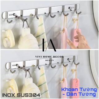Móc treo quần áo , móc treo đồ đa năng inox sus304 tròn 6 móc vivi home decor