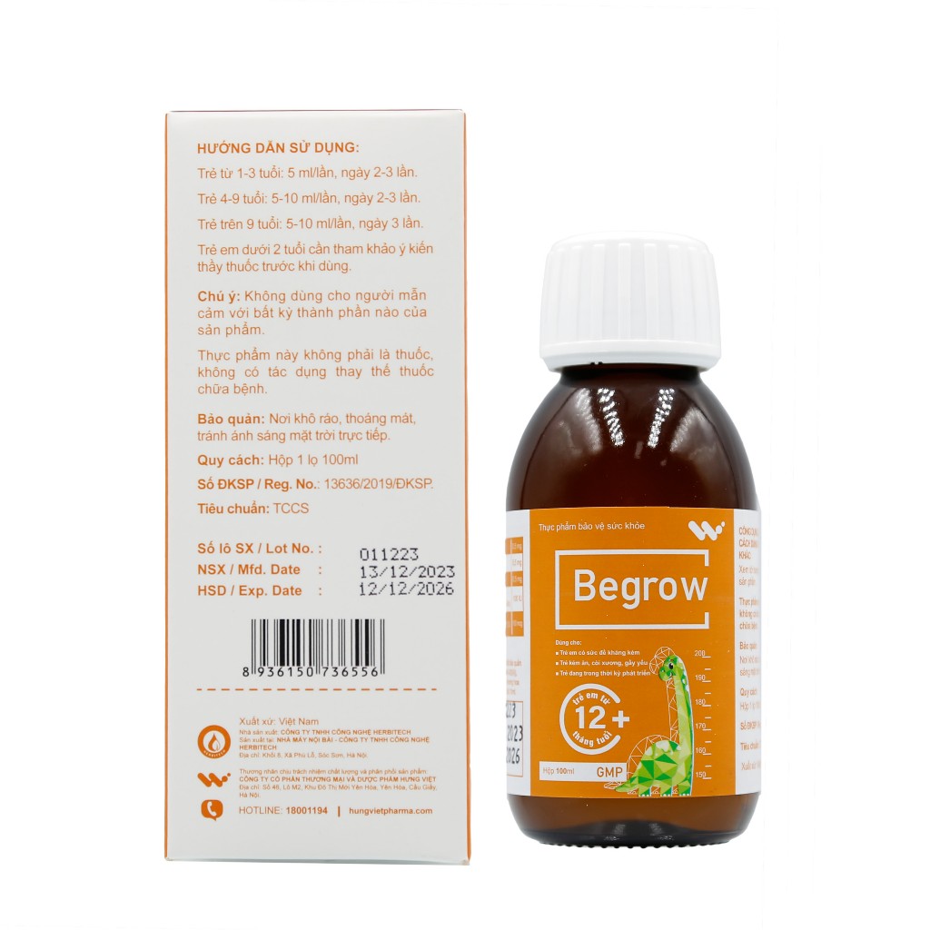 Siro ăn ngon BEGROW giúp trẻ cao lớn mỗi ngày