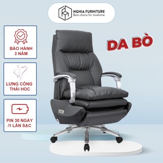 Ghế giám đốc Nghiafurniture Master Pro 02, da bò, thiết kế công thái học, tích hợp pin, sạc usb