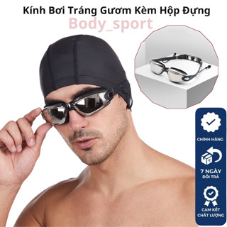 Kính bơi nam nữ kính bơi tráng gương người lớn, trẻ em cao cấp chống tia UV có độ cận (kính kèm hộp)
