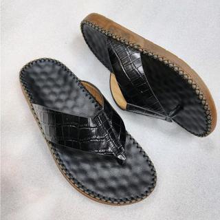 DÉP QUAI KẸP DA BÒ THẬT IN VÂN N1