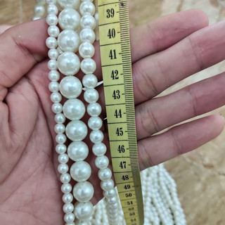 [Ảnh thật] 03 dây hạt nhựa ngọc, hạt ngoc trai có lỗ làm phụ kiện may vá, trang trí, chụp ảnh, chụp nail
