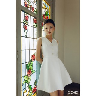 D.CHIC Váy không tay cổ V đính 1 hàng cúc MS: 2813335