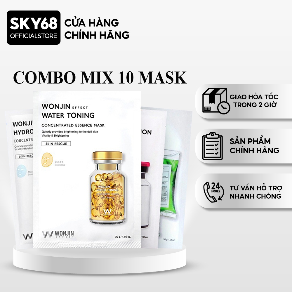 Combo Mix 10 Mặt nạ chăm sóc da chuyên sâu Wonjin DR Wonjin các loại tách lẻ 1 miếng 30ml x10