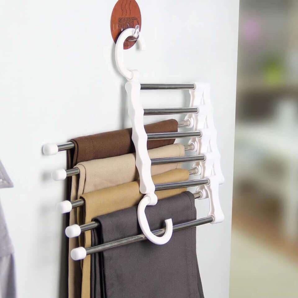 Móc treo quần áo 5 tầng gấp gọn thông minh, tiện dụng