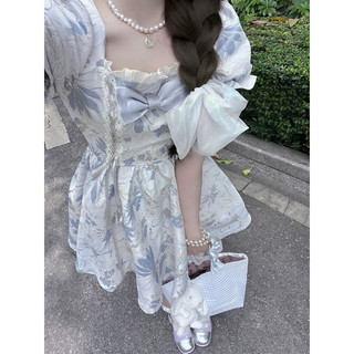   HÀNG LOẠI 1 CÓ BIGSIZE  Đầm Ulzzang Công Chúa Nơ Xanh - Kèm ảnh thật 