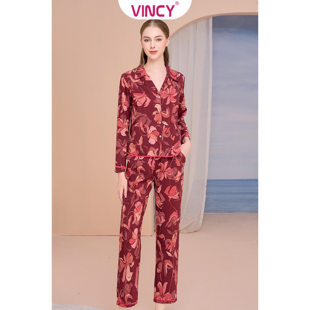 Bộ Đồ Satin Dài Nữ Vincy BSD040S31