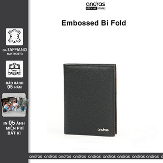 [Có Khắc Tên] Ví nam da Saffiano Embossed Bi Fold Andras Store, Bóp nam dáng đứng cao cấp da thật nhỏ gọn mini - V11