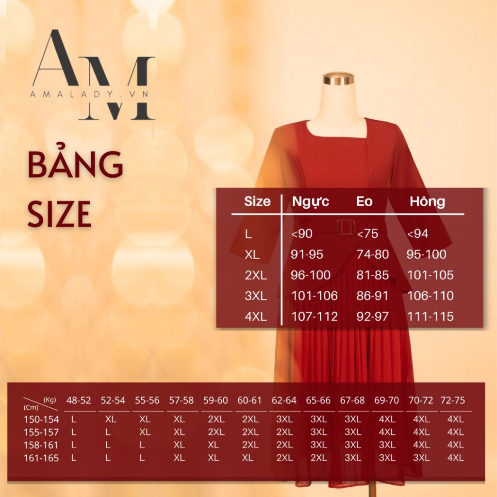 Đầm trung niên AMALADY AV-10 từ 48-75kg thiết kế sang trọng, Đầm tặng mẹ, Đầm dự tiệc  [ AMALADY ] | BigBuy360 - bigbuy360.vn