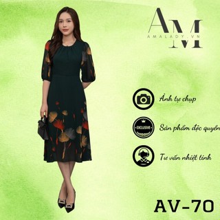 Đầm trung niên bigsize AMALADY AV-70 từ 48-75kg thiết kế sang trọng, Đầm cho mẹ, váy trung niên tặng mẹ [ AMALADY ]
