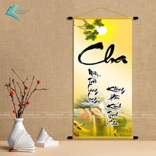 Tranh treo tường - Tranh Liễn Thư Pháp Cha Mẹ, Treo phòng khách, làm quà tặng