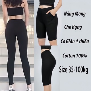 Quần legging lửng, ngố, đùi, dài nâng mông cạp cao siêu co giãn bigsize 80kg