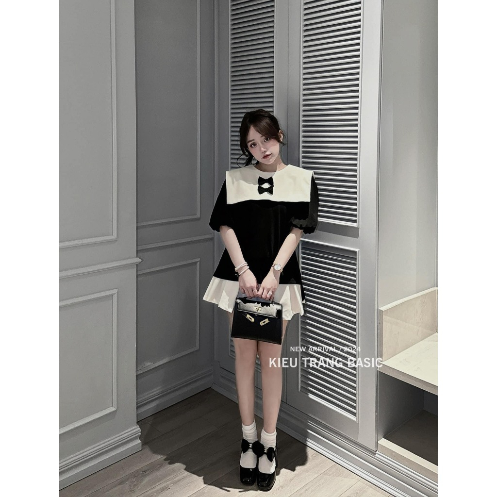 Set áo thuỷ thủ nơ cổ mix cv xếp ly hot hit DN8520