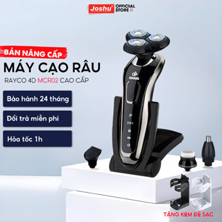 Máy cạo râu đa năng 3 lưỡi kép Rayco 4D Shaver, cạo cực êm, tỉa lông mũi, sạch, pin sạc nhanh, chống nước - Joshu MCR02