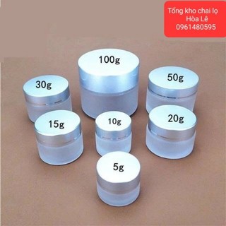 Hủ chiếc mỹ phẩm,hủ đựng đựng kem thủy tinh mờ,nắp bạc + vàng