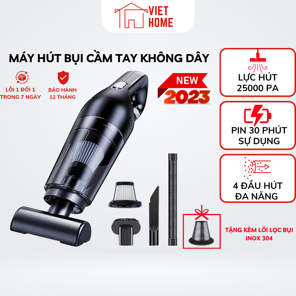 Máy hút bụi cầm tay mini không dây DELADEP đa năng,hút bụi giường,ô tô 25000PA thiết kế nhỏ gọn-MHB01