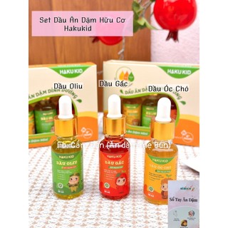Combo 3 dầu ăn dặm Hakukid, dầu Olive bổ não, dầu gấc bổ não, dầu óc chó, mỗi loại 20ml