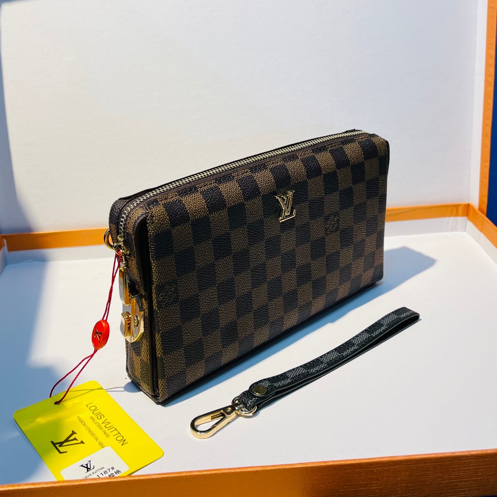 Ví Clutch Nam LV khóa số hàng thương hiệu cao cấp chất da mềm có hộp tặng kèm làm quà tặng