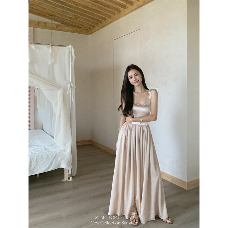 ĐẦM HAI DÂY NỮ DÁNG DÀI ULZZANG