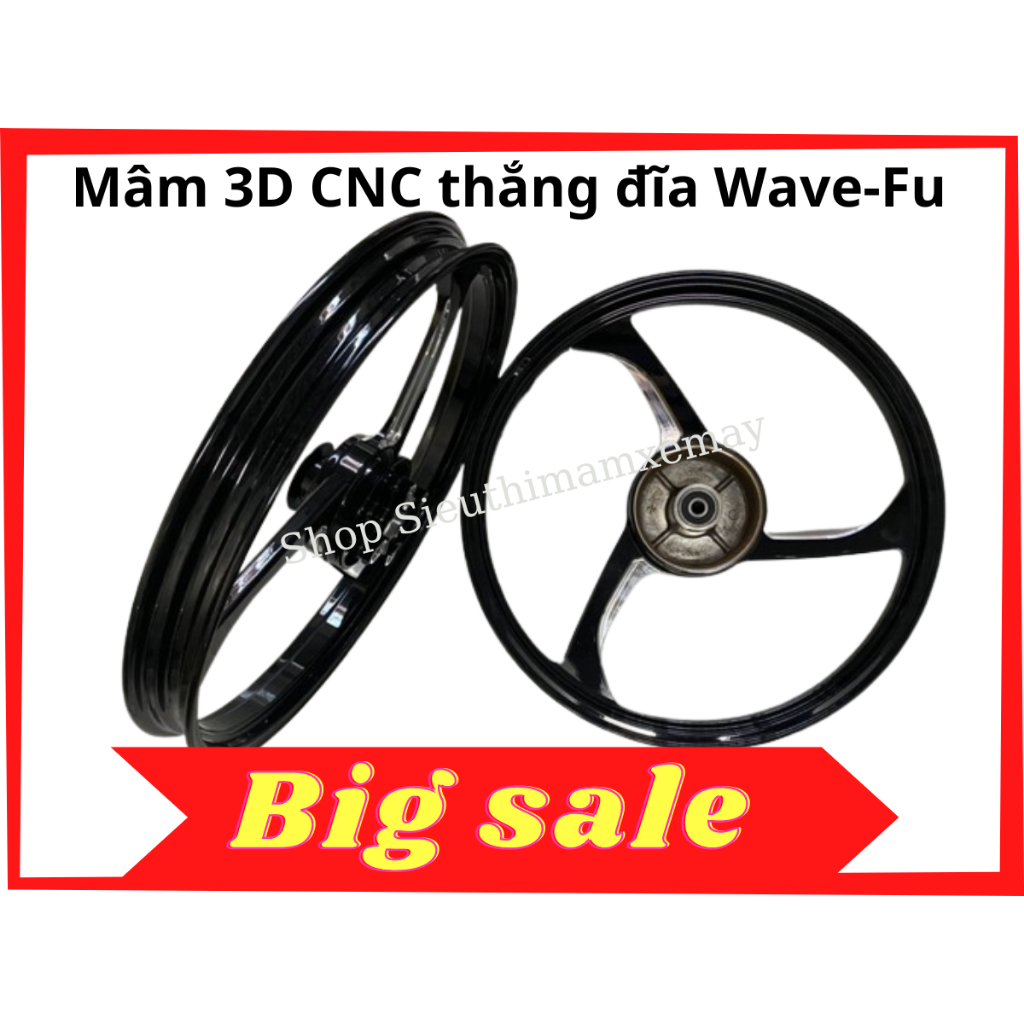 Mâm kiểu 3 đao CNC hiệu AT racing dùng cho xe Sirius Exciter 2010 và Wave / Future đời mới thắng đĩa