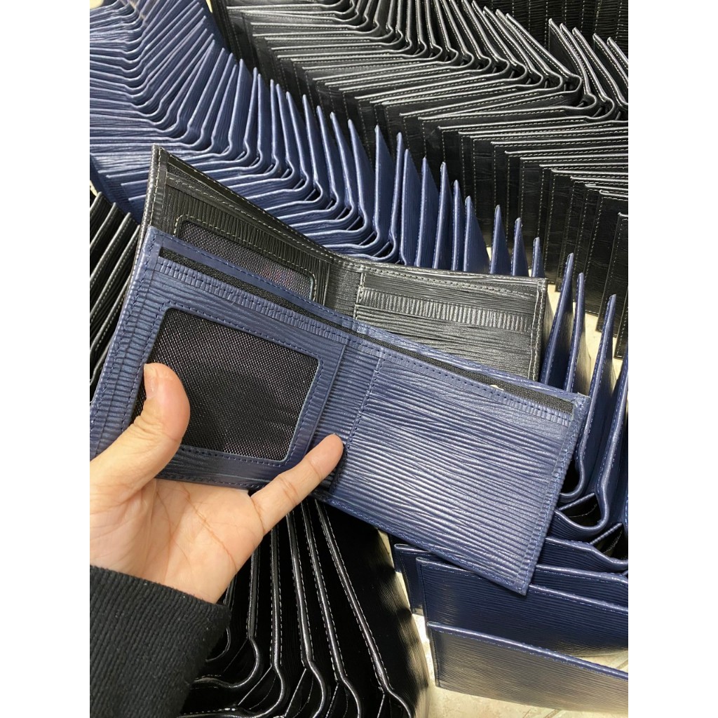 VÍ DA BÒ EPI,  3 MÀU XANH RÊU/ĐEN/XANH NAVY VÍ NGANG 9,5X12 CM - THƯƠNG HIỆU UMBO
