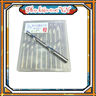 Xoắn 1 me cán 6mm tổng dài 80mm lắp máy cnc mũi cắt gỗ phá thô gỗ lọng gỗ 2d