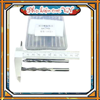Xoắn 2 me cán 6mm tổng dài 80mm lắp máy cnc mũi cắt gỗ phá thô gỗ lọng gỗ 2d sử dụng cắt gỗ thịt, cắt gỗ công nghiệp