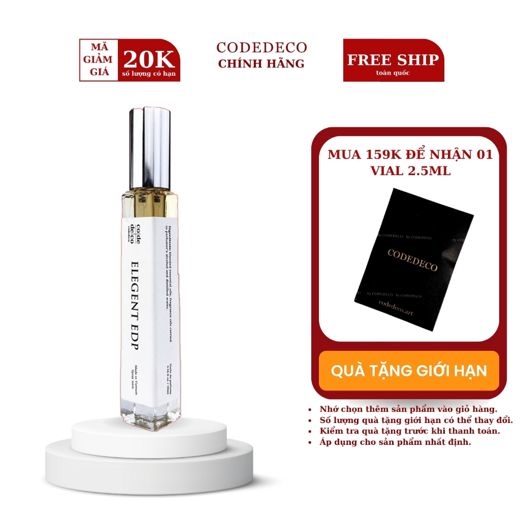 Tinh dầu nước hoa CODEDECO Elegent  - 10ml, Cá tính, Thanh lịch, Lôi cuốn