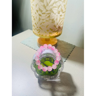 Vòng tay phong thủy đá MNão (Trắng Hồng)