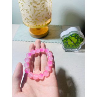 Vòng tay phong thủy đá MNão (Trắng Hồng)