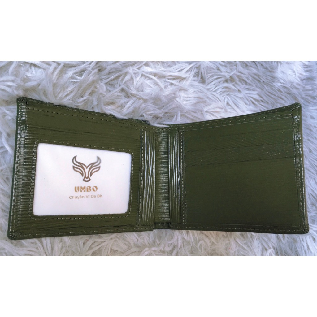 VÍ DA BÒ EPI,  3 MÀU XANH RÊU/ĐEN/XANH NAVY VÍ NGANG 9,5X12 CM - THƯƠNG HIỆU UMBO