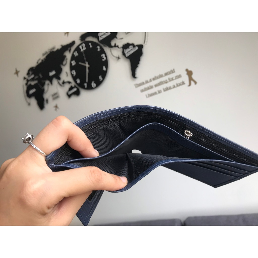 VÍ DA BÒ EPI,  3 MÀU XANH RÊU/ĐEN/XANH NAVY VÍ NGANG 9,5X12 CM - THƯƠNG HIỆU UMBO