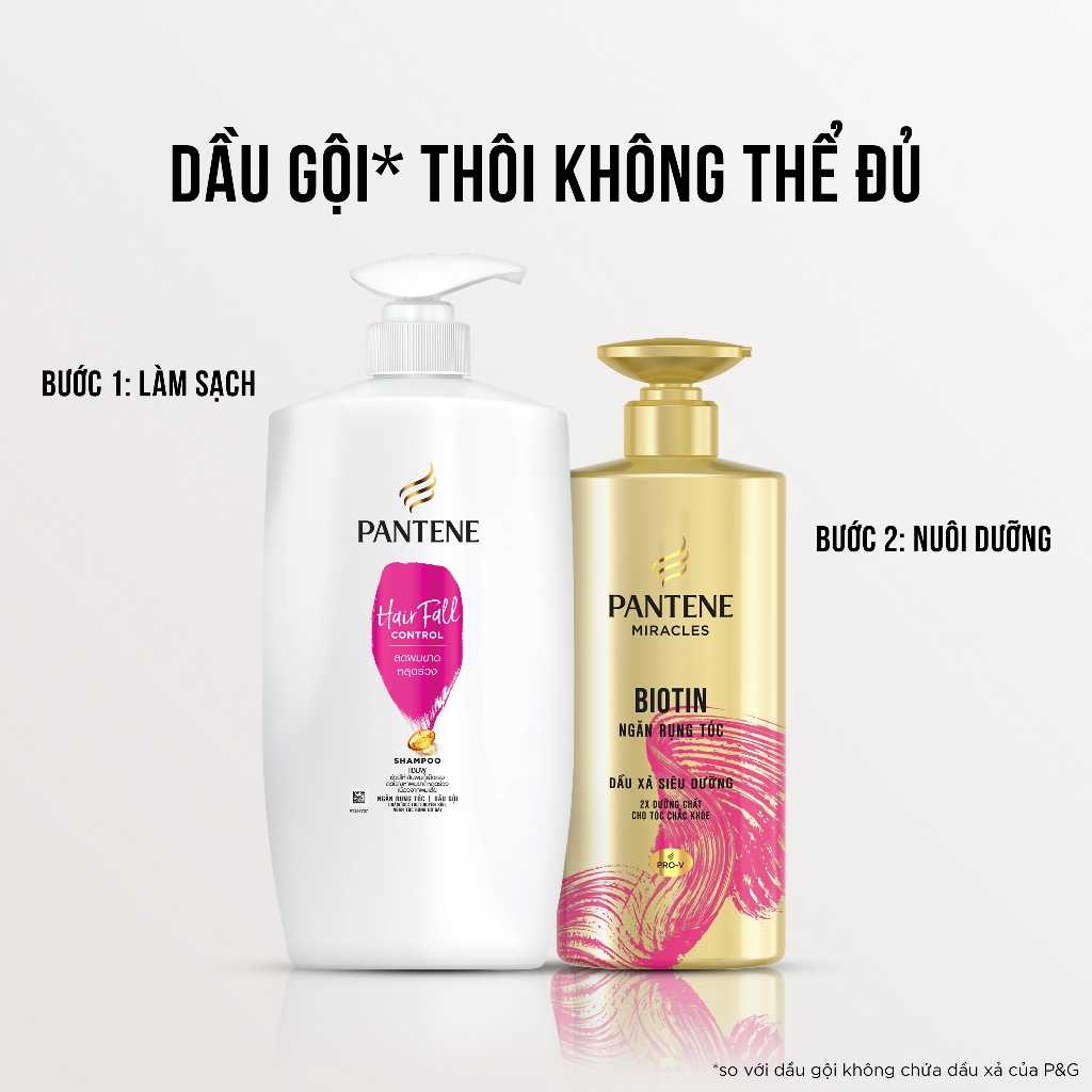 Combo Ngăn Rụng Tóc Pantene: Dầu gội 900ml + Kem xả 3MM 480ml