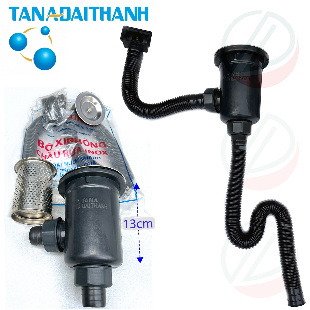 Xi Phông Chính Hãng Bộ Xả Chậu Chén Tân Á Đại Thành Phi 110 - Bầu xả sâu đến 13cm, đủ nắp, lọc rác thoát nước nhanh