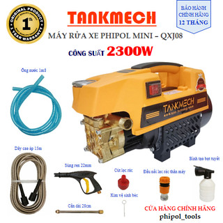 Máy rửa xe mini tankmech tiện ích, xịt rửa đa chức năng, tặng kèm bộ phụ kiện, qxj08