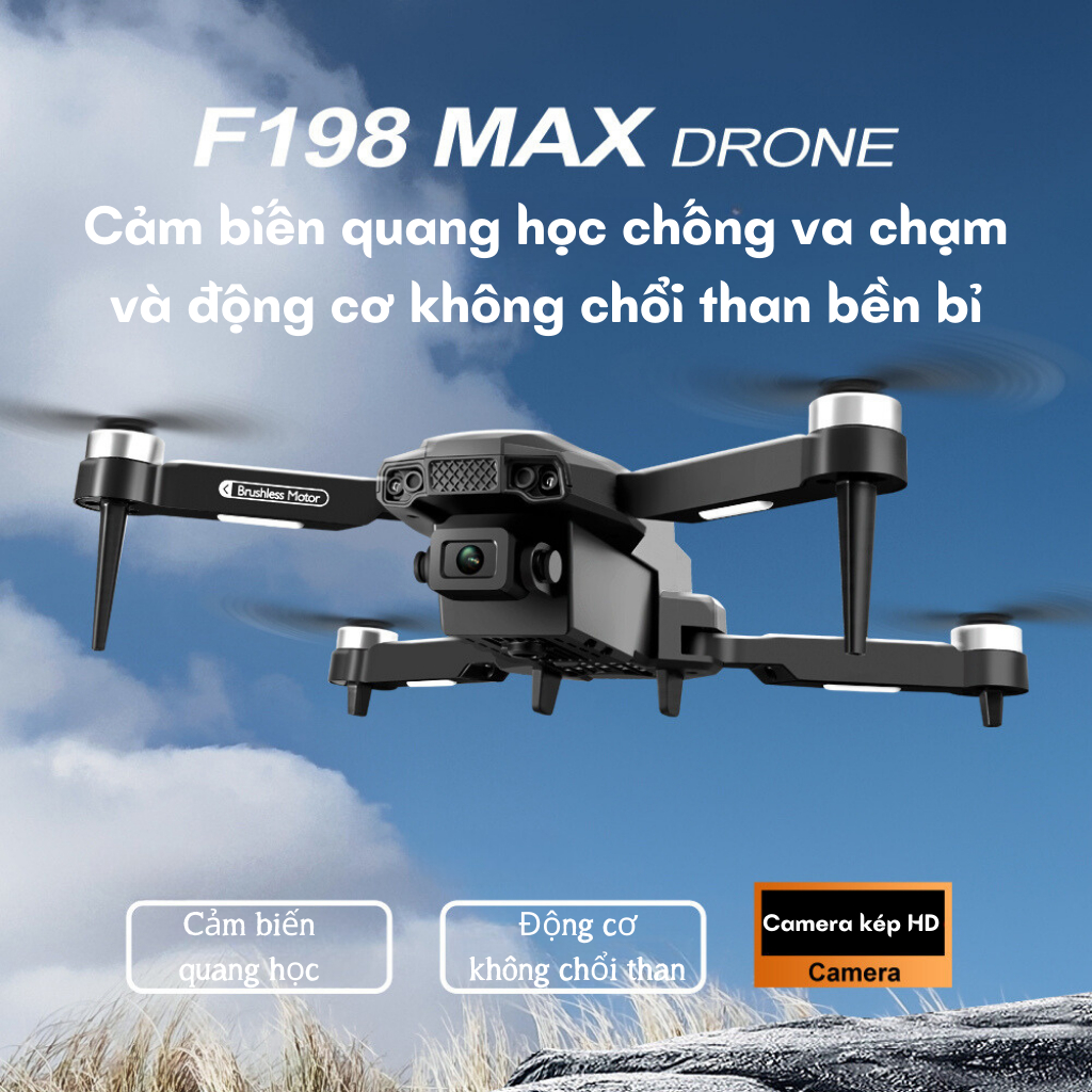 Plycam mini F198 Pro, Máy Bay Điều Khiển Từ Xa 4 Cánh Flycam Cao Cấp 2 Camera, Pin Lithium 1800mAh bay 18 Phút | BigBuy360 - bigbuy360.vn