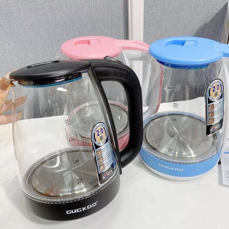 Ấm siêu tốc Cuckoo 2 Lít thủy tinh cường lực trong suốt chịu nhiệt kiểu dáng hiện đại đun sôi nhanh