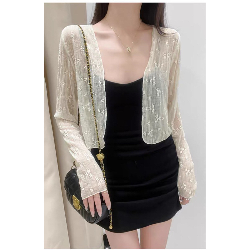 Áo Khoác Croptop Ngắn Ren hoa mỏng mùa hè -Áo khoác tay dài lưới đi biển xinh m080 | BigBuy360 - bigbuy360.vn