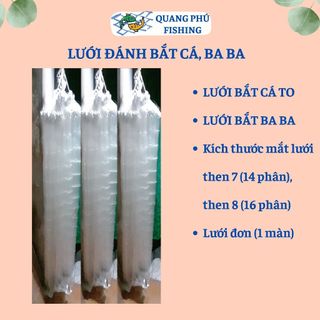 Lưới đơn đánh bắt cá to, ba ba ở sông hồ ao suối then 7 , then 8 cao 1m2, dài 50m, 100m