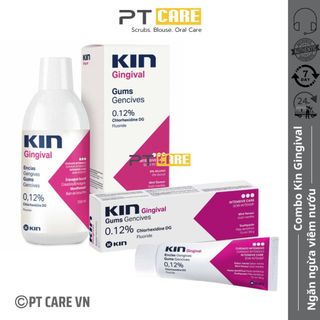 PT CARE VN | Combo Nước Súc Miệng Và Kem Đánh Răng Kin Gingival 250ml/75ml Ngăn Ngừa Viêm Nướu