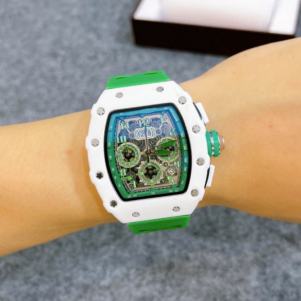 Đồng hồ nam RM35-01, size mặt 43mm, dây cao su,kính Tráng sapphire chống trày, 6kim, bảo hành máy 12 tháng
