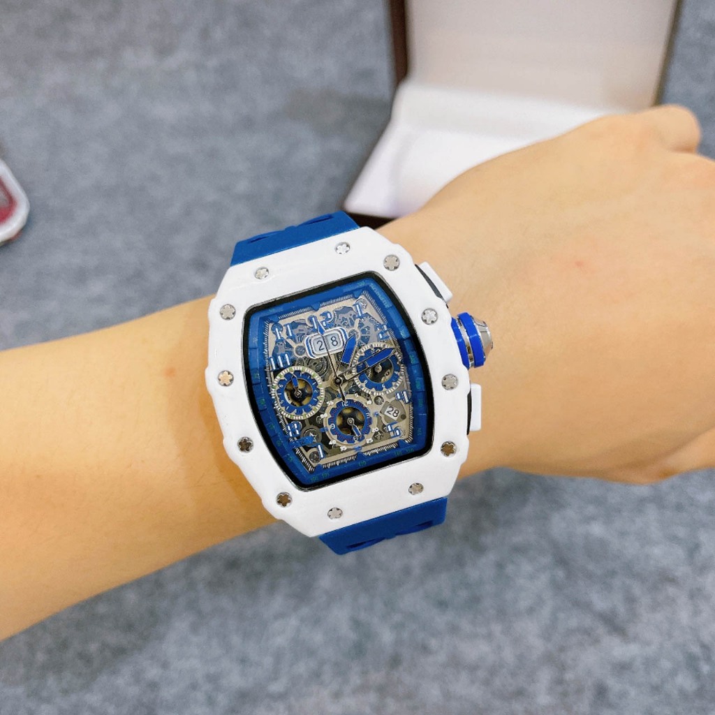 Đồng hồ nam RM35-01, size mặt 43mm, dây cao su,kính Tráng sapphire chống trày, 6kim, bảo hành máy 12 tháng