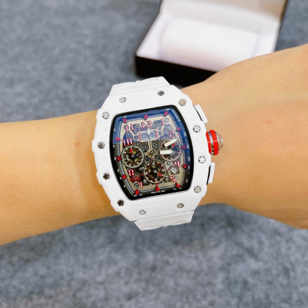 Đồng hồ nam RM35-01, size mặt 43mm, dây cao su,kính Tráng sapphire chống trày, 6kim, bảo hành máy 12 tháng