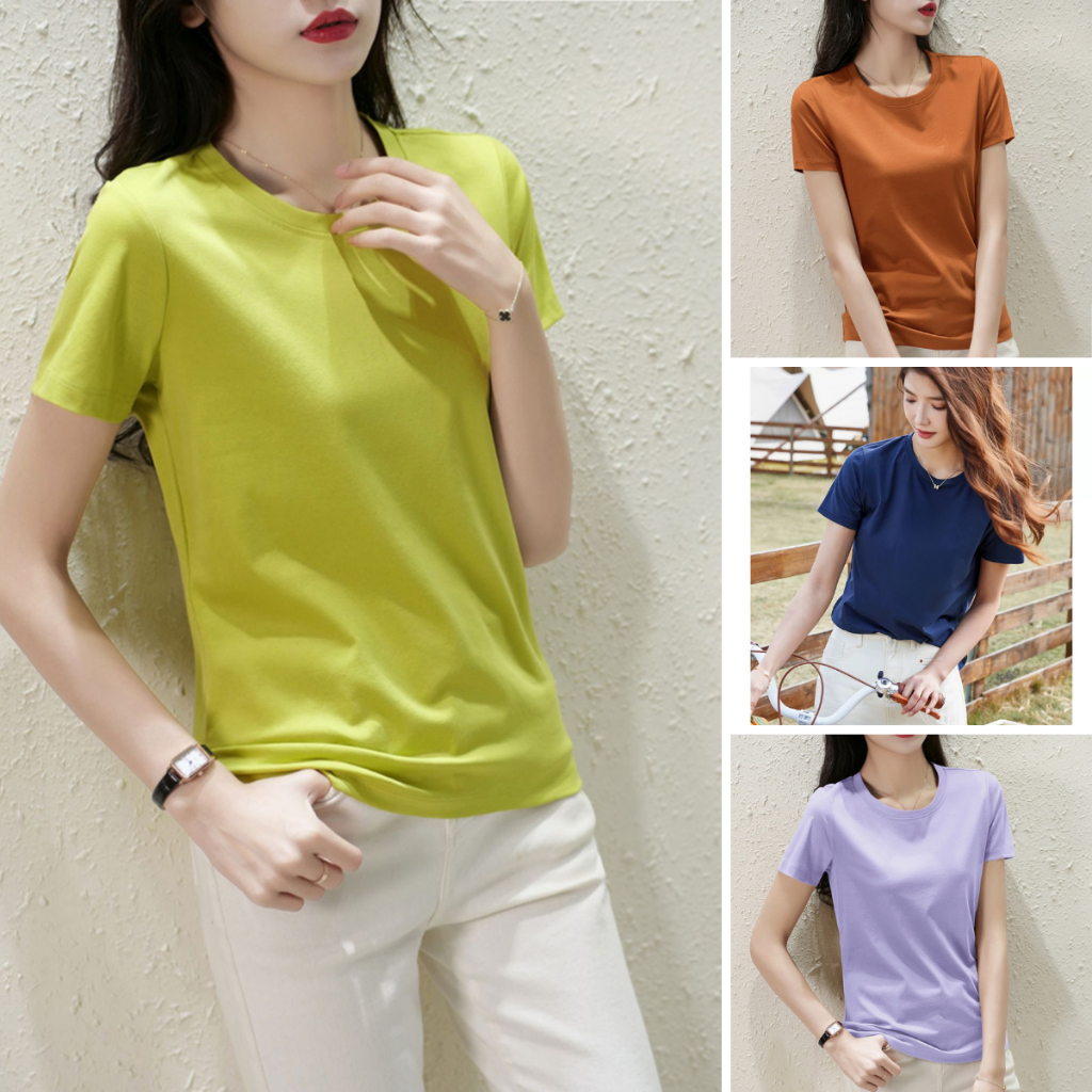 Áo phông trơn form vừa nhiều màu sắc - Áo thun trơn nữ LOZA G0107