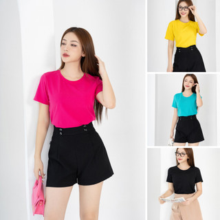 Áo thun trơn form vừa - Áo phông nữ trơn dáng vừa chất cotton - Loza PT302009